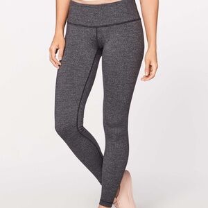 Lululemon Wunder Under Low Rise Tights Leggings size 6 Heathered Black Gray